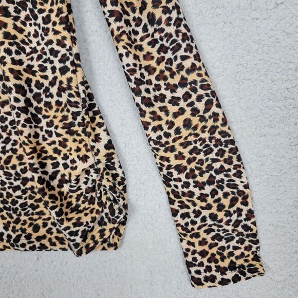 C. Oliver Blouse M Leopard Print Cold Shoulder Stretchy Silver Bead Embellished - Picture 10 of 16
